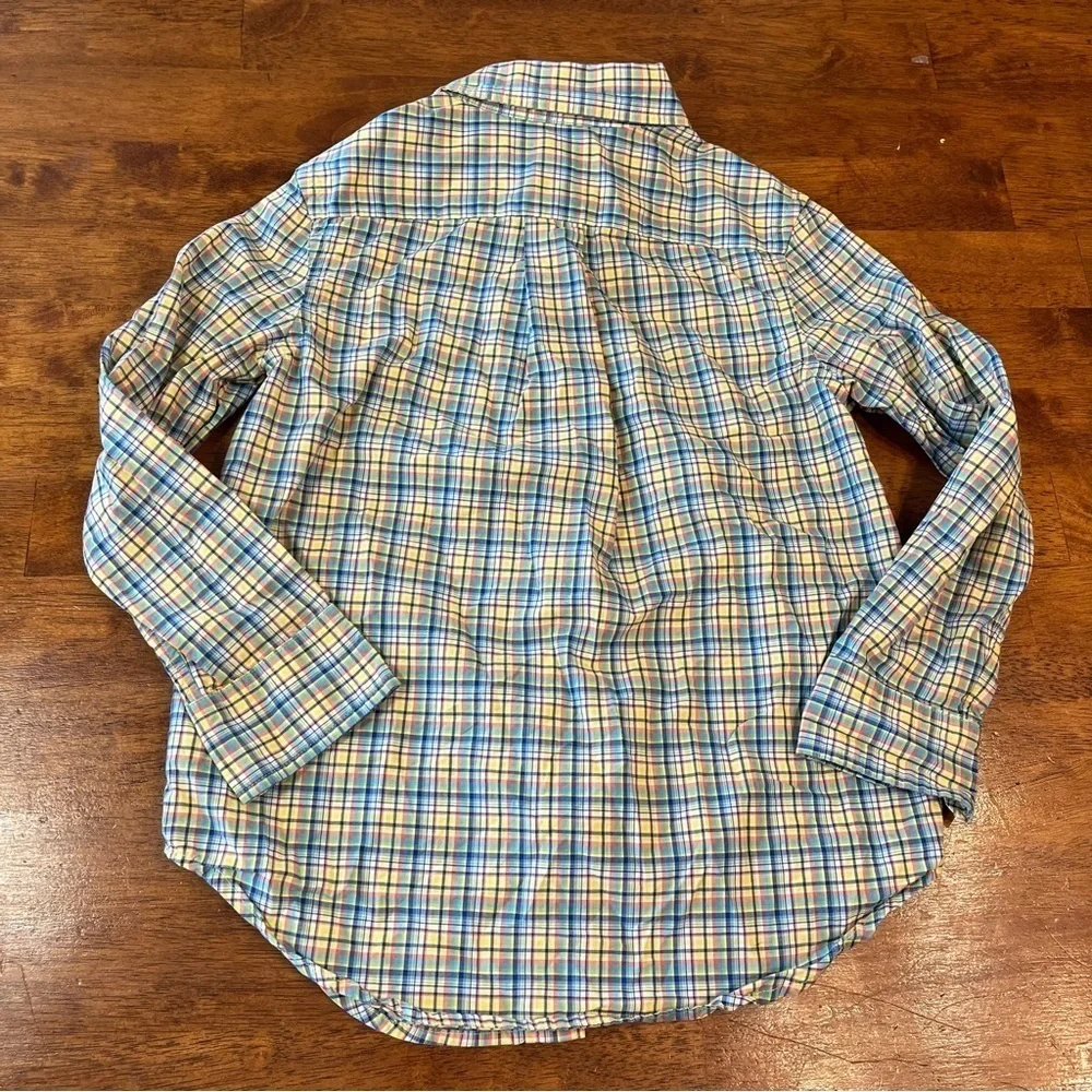 Boys Ralph Lauren yellow blue orange plaid button down shirt size small 8